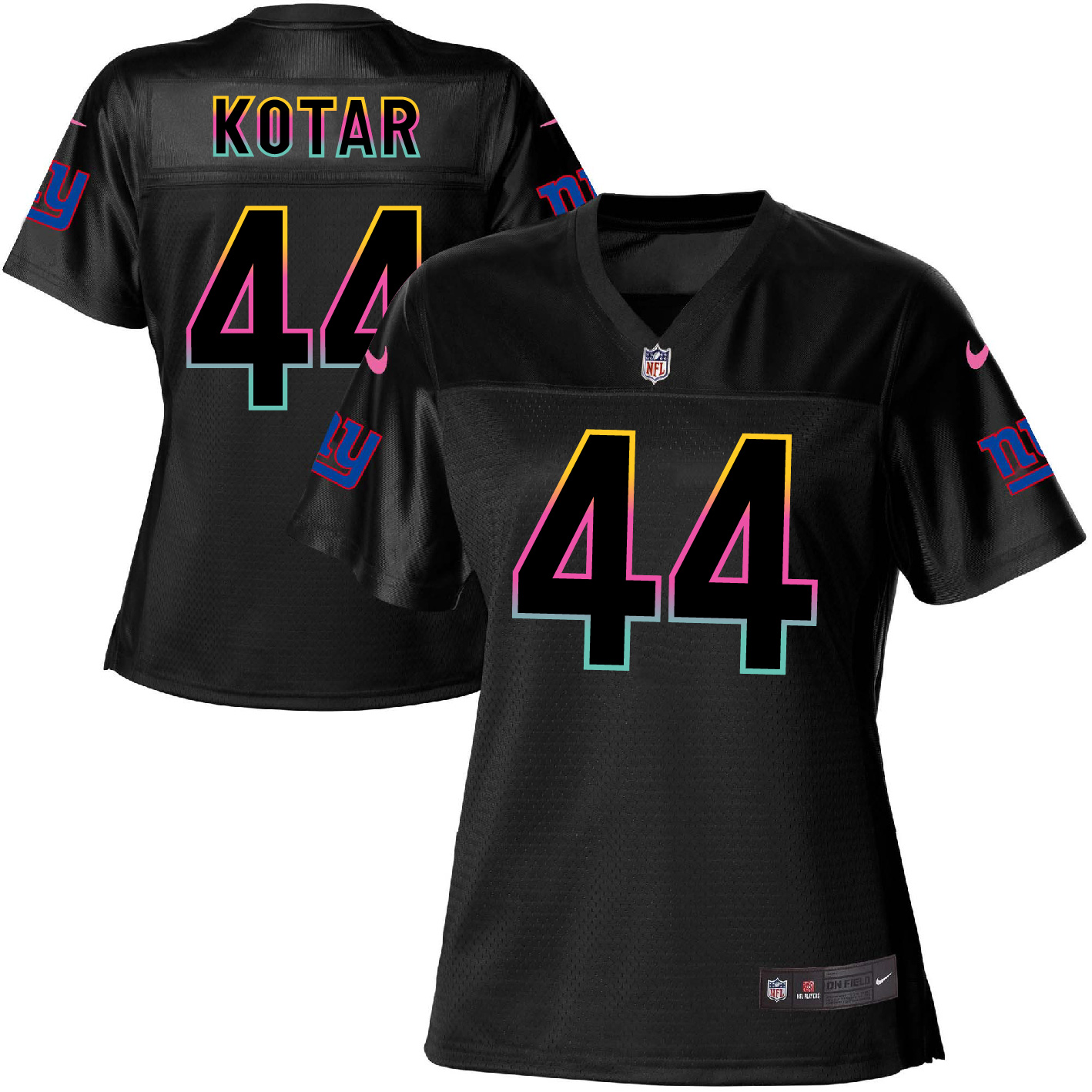 Nike Giants #44 Doug Kotar Black Women's NFL Fashion Game Jersey